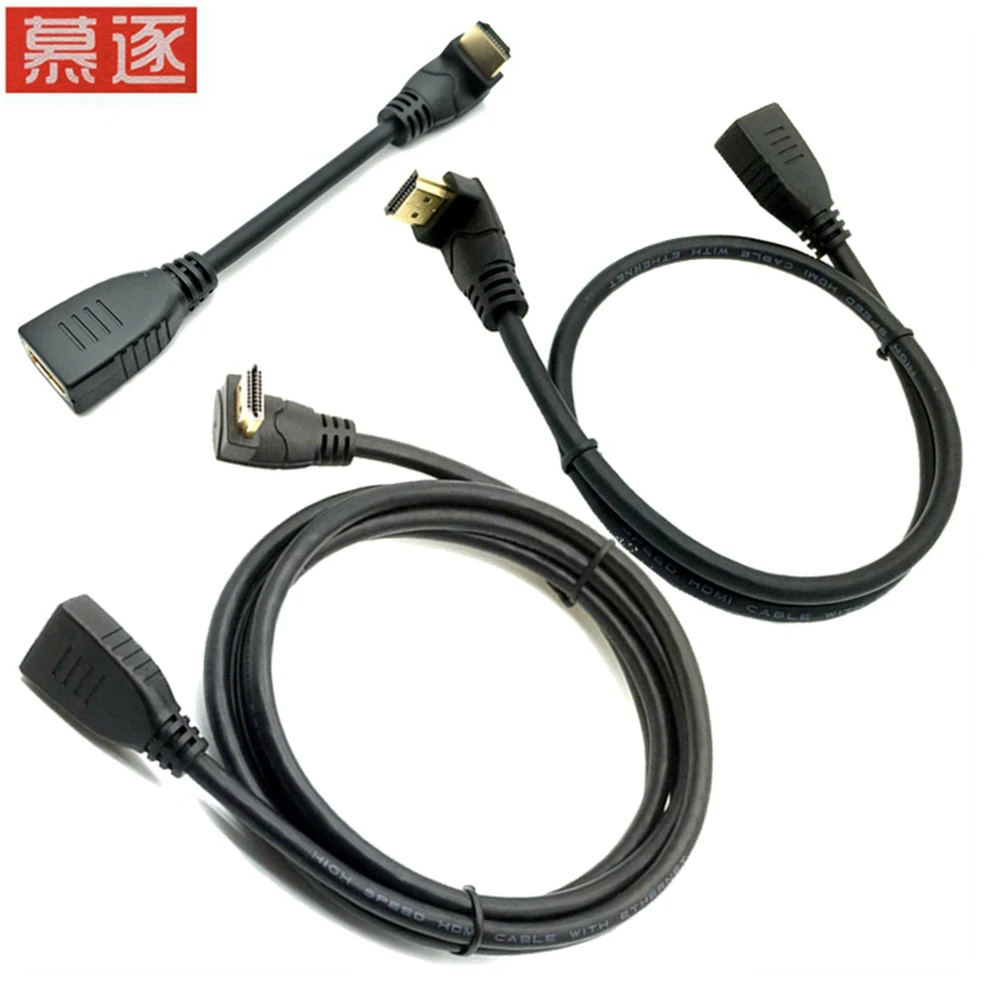 Cable de extensión de codo en ángulo recto de 90 grados, cable compatible con HD, extensor macho a hembra 2K * 4K @ 60HZ Ultra HD 3D 1080P Ethernet - imagen 2