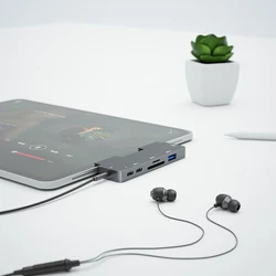 Hub USB-C con HDMI, lector SD/TF y carga PD para MacBook e iPad