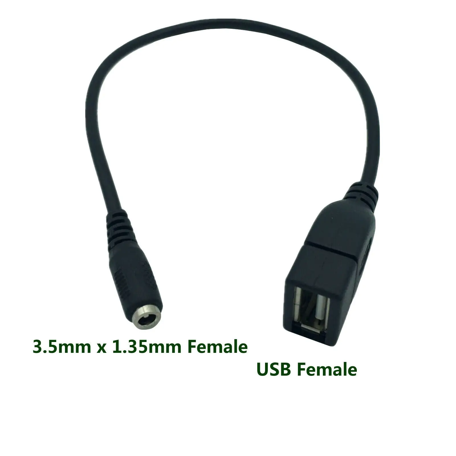 1 unidad USB 2,0 A hembra a CC 3,5mm x 1,35mm conector hembra 5V DC Cable conector adaptador de carga de energía para tableta perro electrónico
