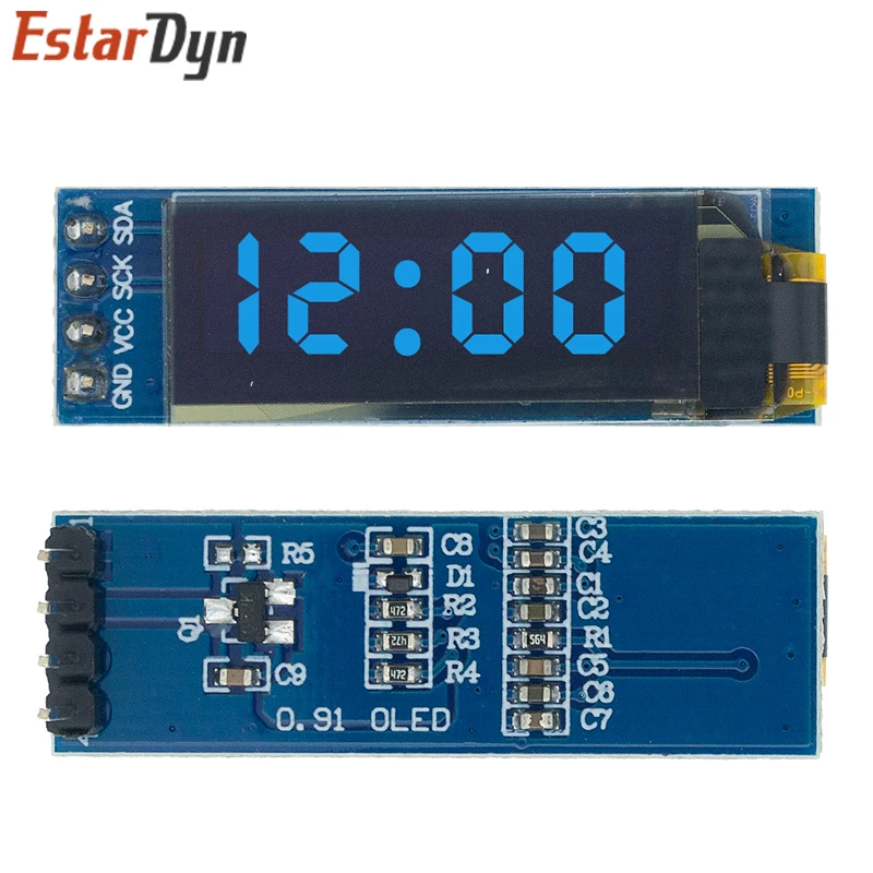 EstarDyn-Módulo de pantalla OLED I2C de 0,91 pulgadas, controlador de pantalla OLED I2C Blanco/azul/amarillo, CC 3,3 V ~ 5V para Arduino - imagen 4