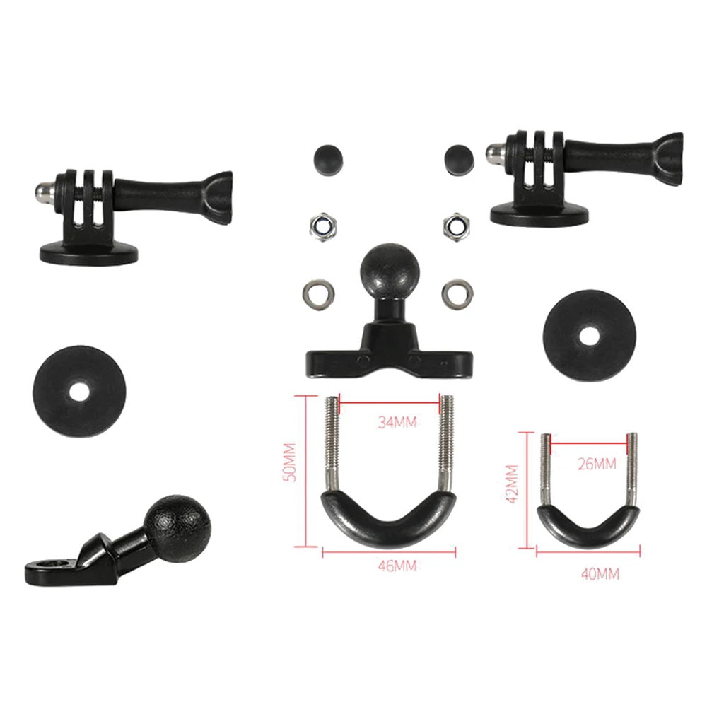 Soporte de cámara de aluminio resistente para motocicletas/bicicletas - Cabeza de bola 360, tornillo universal de 1/4" (Gopro 9/8/7, Dslr, Action Cam)