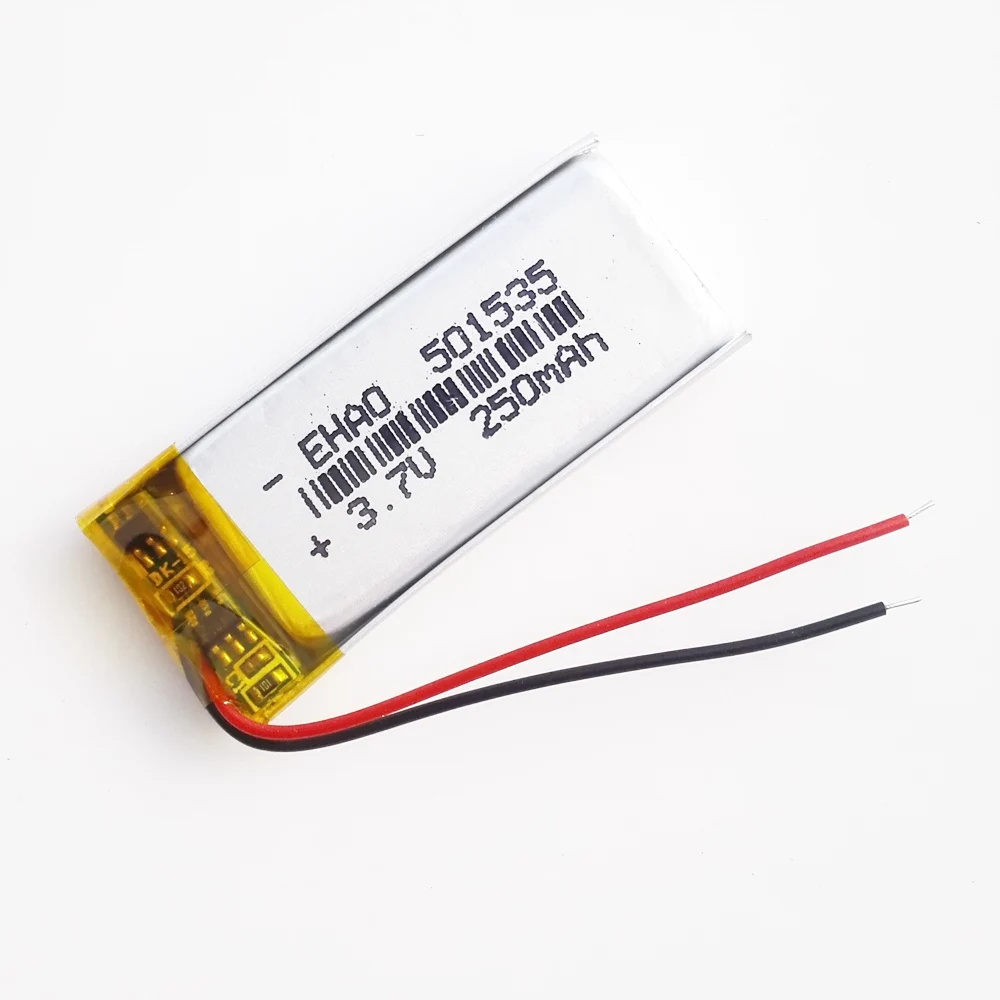 Venta al por mayor 10 Uds 3,7 V 250mAh batería recargable LiPo de polímero de litio 501535 para auriculares Mp3 altavoz Bluetooth Recorde - imagen 3