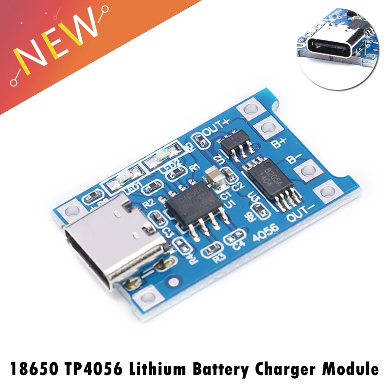 Módulo de carga de batería de litio, placa de carga con protección, funciones duales, 1A, Li-ion, 5 uds. Tipo c USB 5V 1A 18650 TP4056