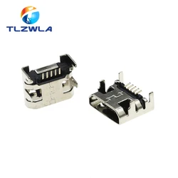 Conector Micro USB de 5 pines, conector hembra de extremo liso DIP para teléfono móvil, 1000 Uds.