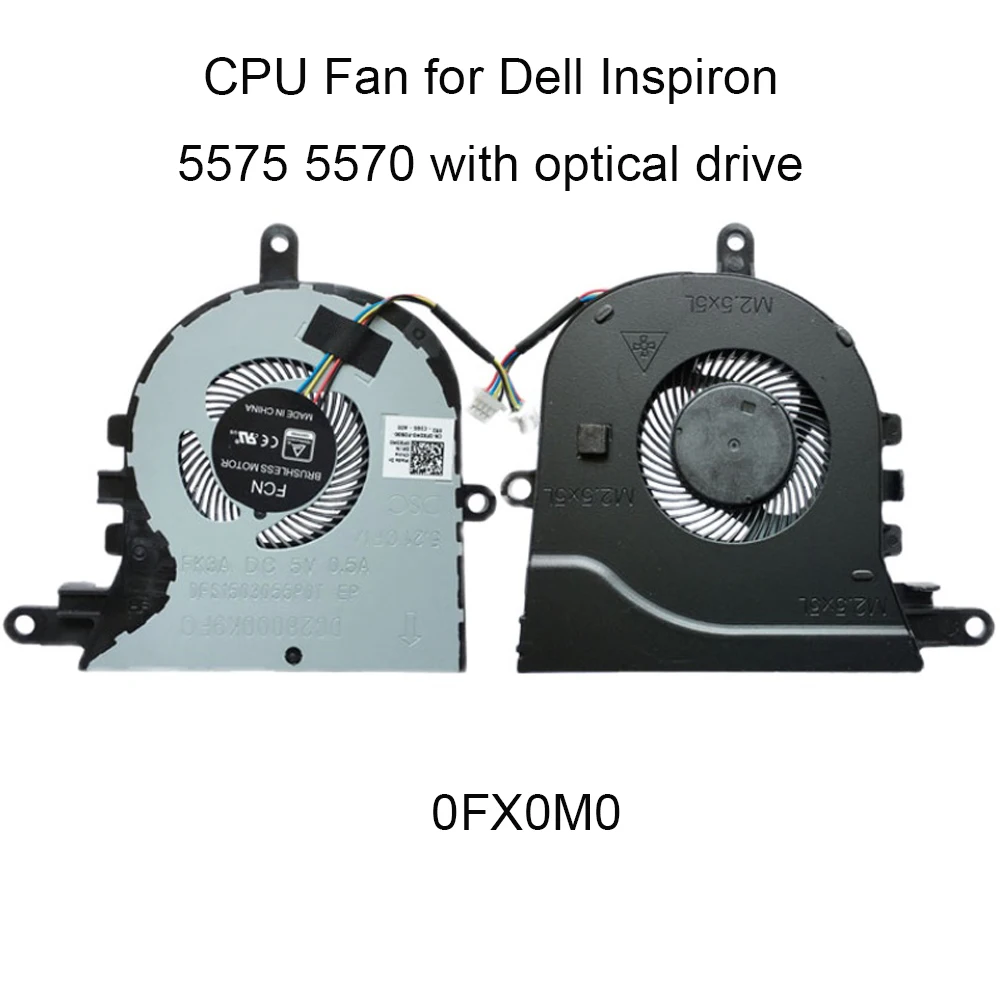 Ventiladores de ordenador 0FX0M0 para Dell Inspiron 15 5570 5575 CPU, ventilador de refrigeración 07MCD0 7MCD0 P75F CN-0FX0M0 FX0M0 PXPA DFS531005MC0T - imagen 5
