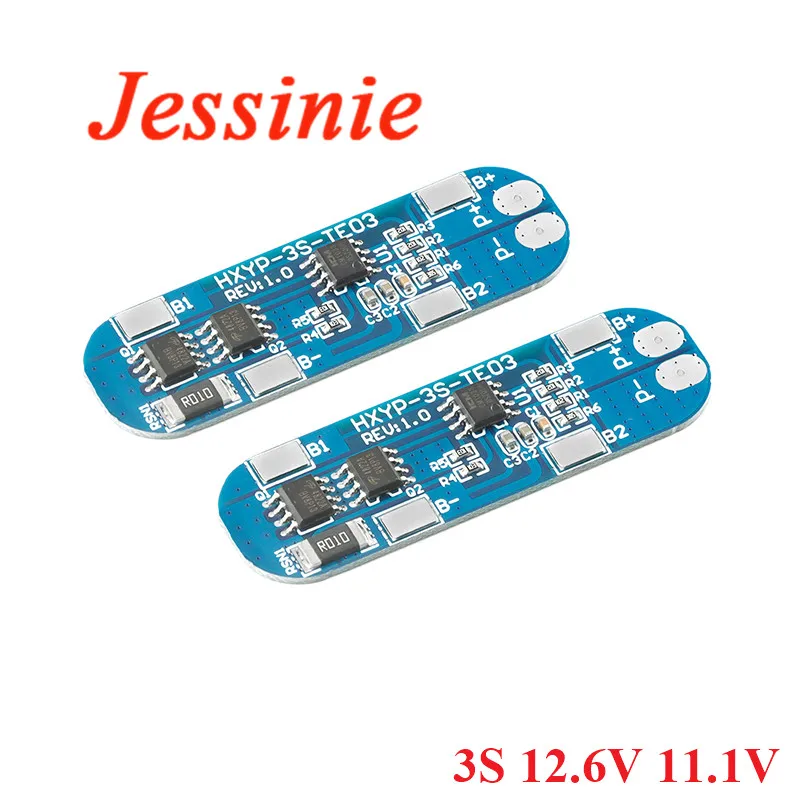 2 uds 3S 12,6 V 11,1 V 18650 Li-ion cargador de batería de litio Placa de protección de circuito 3A 3 celdas pico Lipo BMS módulo de carga PCB