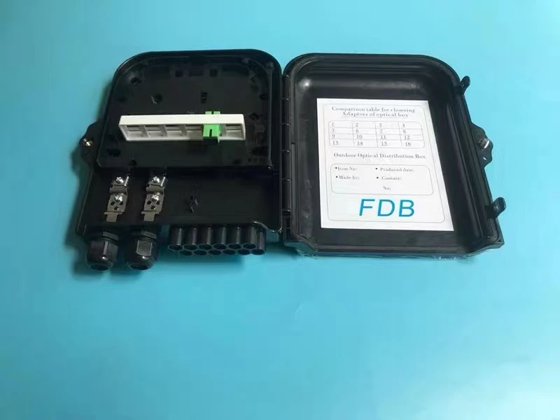 Caja de distribución FTTH de 12 núcleos, 5 uds., 20*25*5cm, caja de conexiones montada en la pared, carcasa de fibra óptica negra, buena calidad, ELINK de fábrica - imagen 2