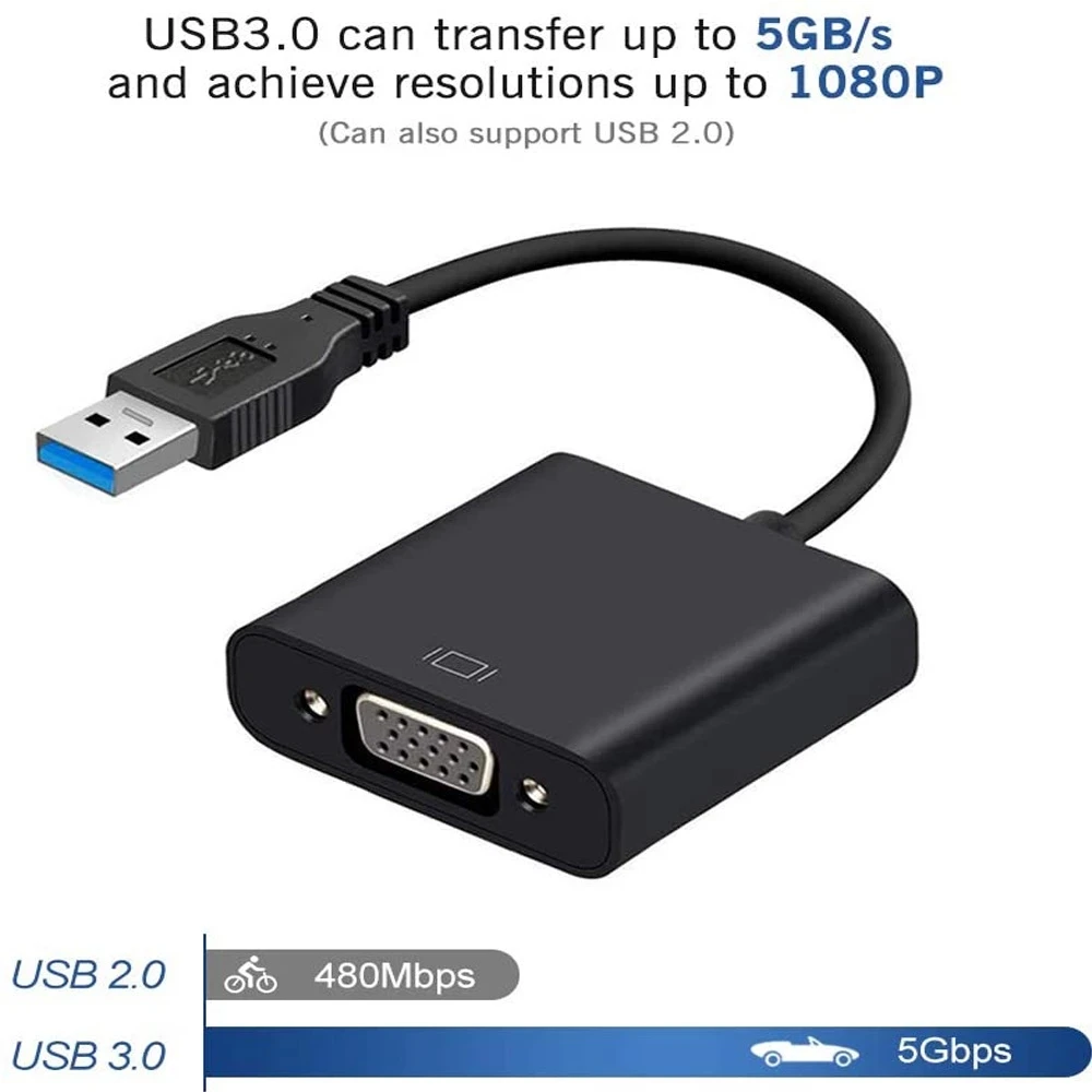 Adaptador USB 3,0 a VGA, convertidor multipantalla, tarjeta gráfica de vídeo externa, portátil, USB 3,0 a hembra, convertidor VGA para PC HDTV - imagen 5