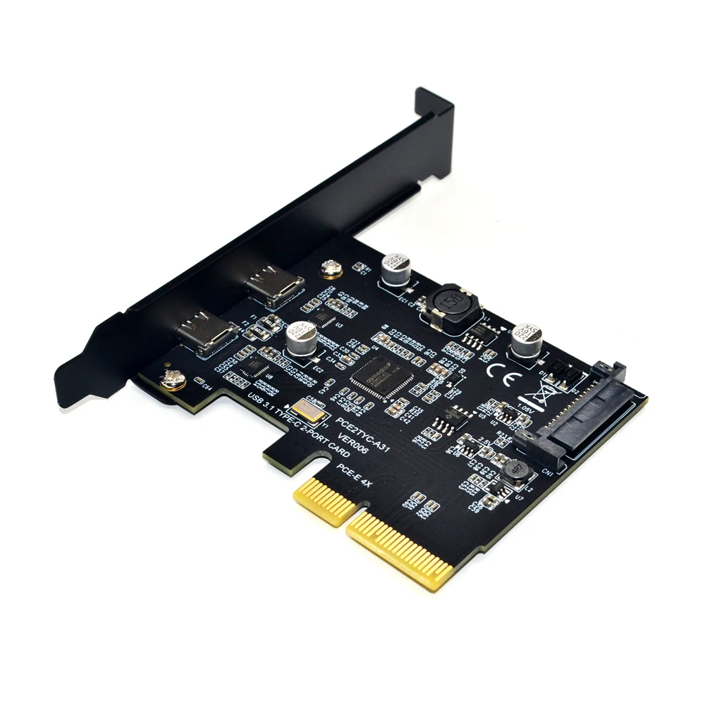 Tarjeta Raiser USB 3,1 PCIE, Dual Reversible, USB 3,1, Gen 2, puertos tipo C, PCI-E, PCI Express, X4, SATA, Conector de 15 Pines, tarjeta adicional de 10Gbps - imagen 2