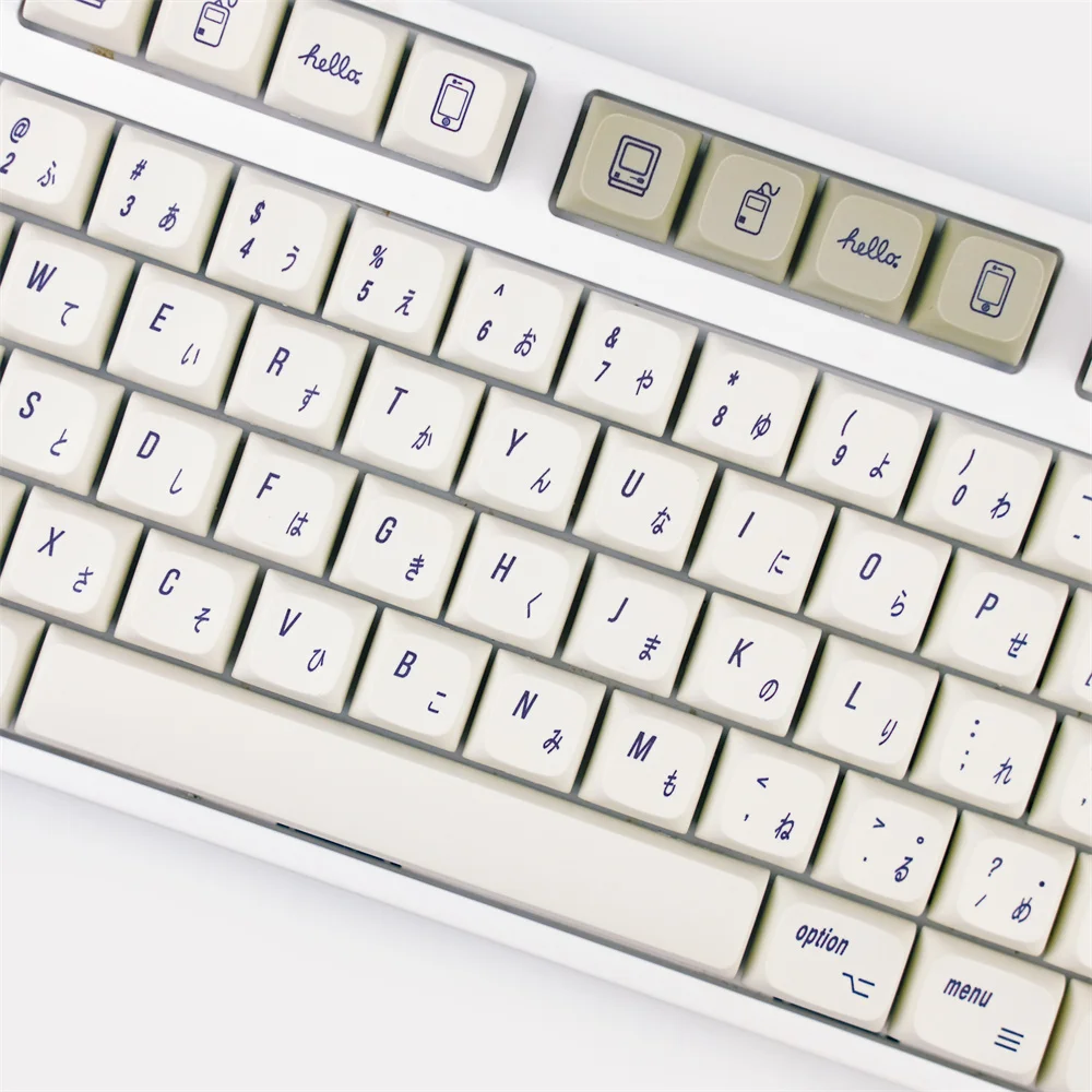 Juego de teclas de subcama para teclado mecánico MX Switch, tapas de teclas japonesas de estilo Retro blanco PBT Dye, perfil XDA, 166 teclas por juego - imagen 5