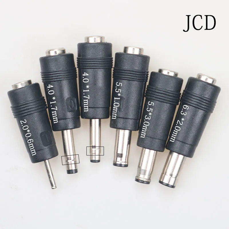 JCD-Adaptador de enchufe de alimentación DC macho, conector DC de 5,5X2,1mm hembra a 2,0X0,6/4,0X1,7/5,5X1,0/5,5X3,0mm, 1 unidad