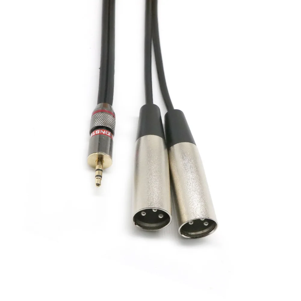 Cables 3,5mm 1/8 de alta calidad estéreo Mini Plug Jack a Dual XLR macho estéreo Breakout Cable 2018 nuevos Cables NM01 30cm - imagen 3