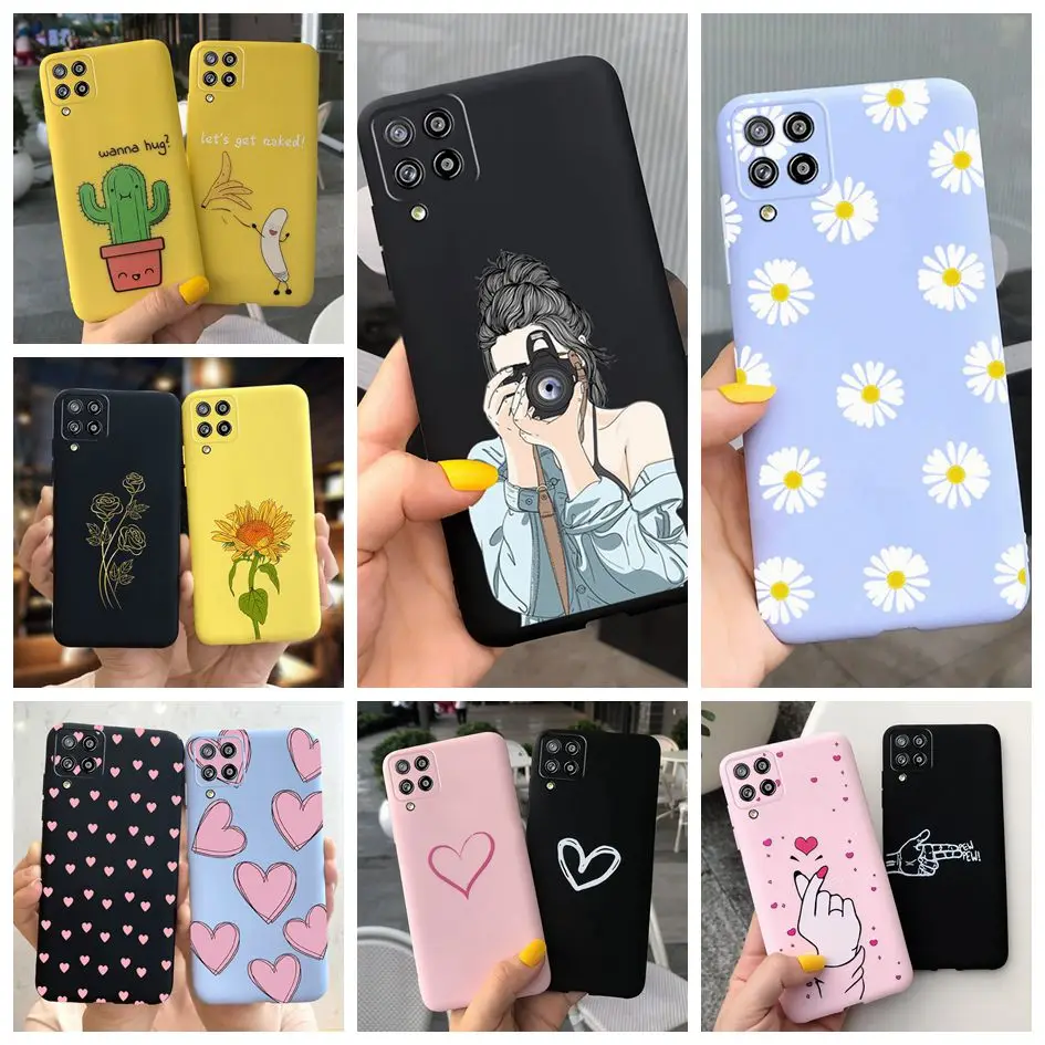 Parachoques a prueba de golpes para Samsung Galaxy A22 A 22 funda 2021 caramelo Margarita Cactus amor corazón pintura funda de teléfono para Galaxy A22 Fundas