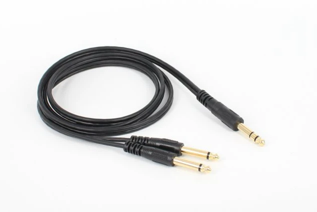 6,35 mm a 2 x 6,35 mm, chapado en oro 6,35 mm 1/4" TRS macho a doble 6,35 mm 1/4" TS macho mono cable de inserción adaptador de audio estéreo 1,5 m - imagen 3