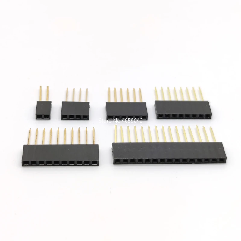 10 Uds 2,54mm patas largas apilables cabezal hembra 2/3/4/5/6/8/10/15P conector de una sola fila enchufe Multicolor para Arduino PCB - imagen 2