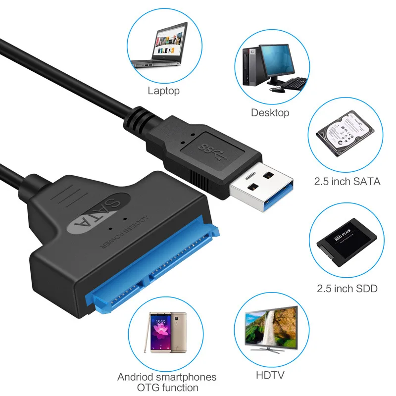 Cable convertidor UTHAI T14 SATA, adaptador de disco duro SSD de 2,5 pulgadas, adaptador HDD SATA7 a USB3.0, adaptador de unidad Simple para HDD SSD - imagen 2