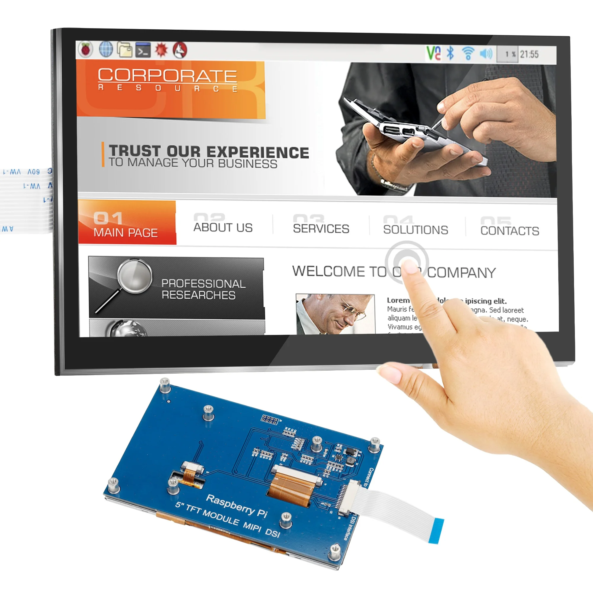 LESOWN-pantalla táctil capacitiva 800x480 IPS, 5 y 7 pulgadas, mini pantalla ancha, DSI, módulo LCD, pantalla secundaria, CPU, monitoreo de temperatura