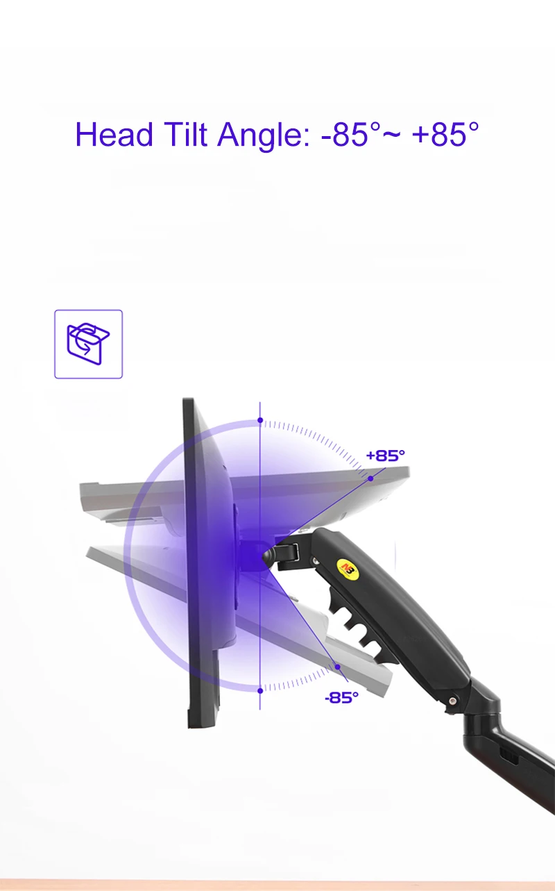 Resorte de Gas F80 de 17-30 pulgadas, soporte de montaje para Monitor LCD LED de escritorio, brazo de soporte de Gas ergonómico, carga de montaje flexible de 2 ~ 9kg - imagen 2