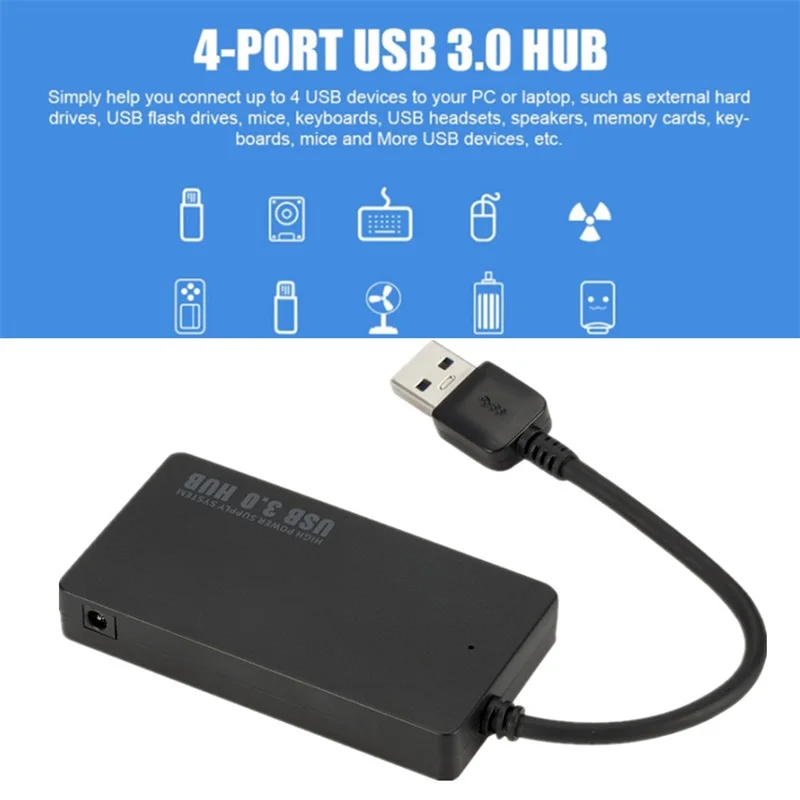 Expansor de alta velocidad para ordenador portátil y PC, 4 puertos USB 3,0, 4 en 1 - imagen 2