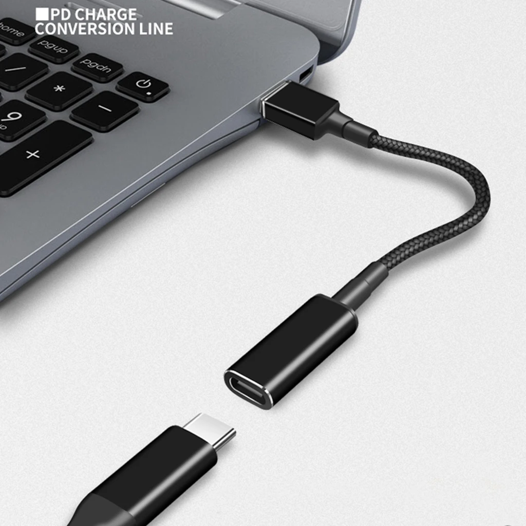 Convertidor de enchufe USB tipo C hembra a cuadrado, Cable de carga rápida USB-C, adaptador de corriente CC para portátil, conector para Lenovo Thinkpad, 100W - imagen 3