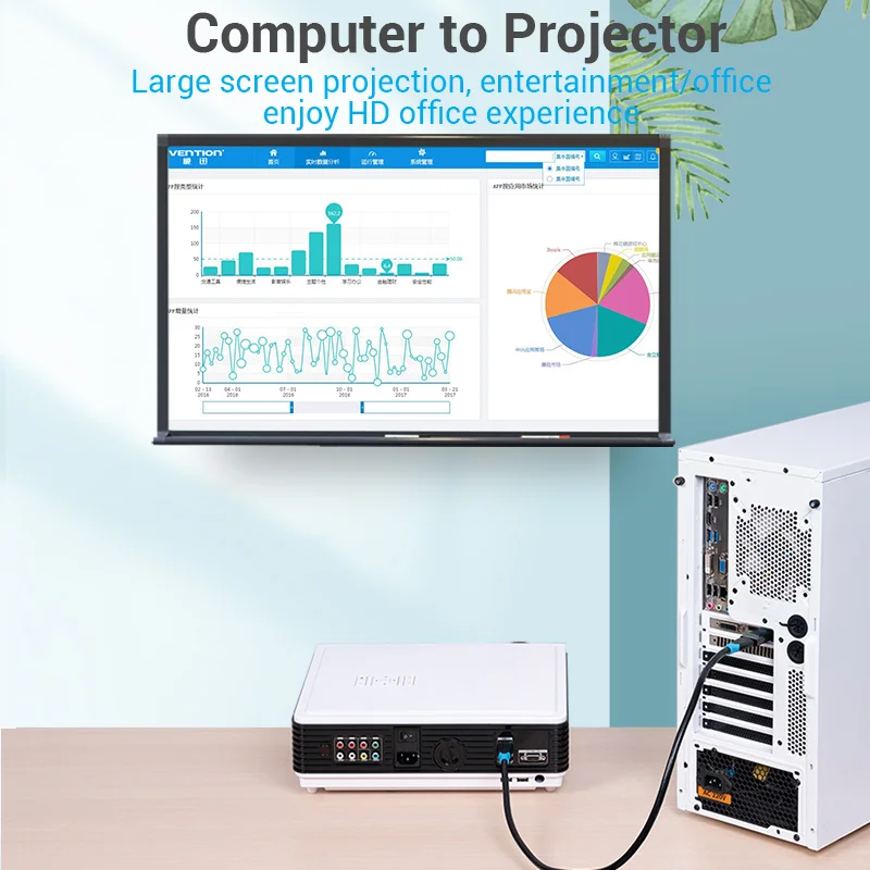 Vention-adaptador DisplayPort a HDMI, convertidor de Audio y vídeo 4K macho DP a HDMI hembra para PC, portátil, proyector, DisplayPort a HDMI - imagen 4