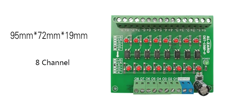 Placa de aislamiento optoacoplador DST-1R4P-P, módulo aislado, placa convertidora de voltaje de nivel de señal PLC, 4 bits PNP 1,8-24V 2-4-8 canales - imagen 4
