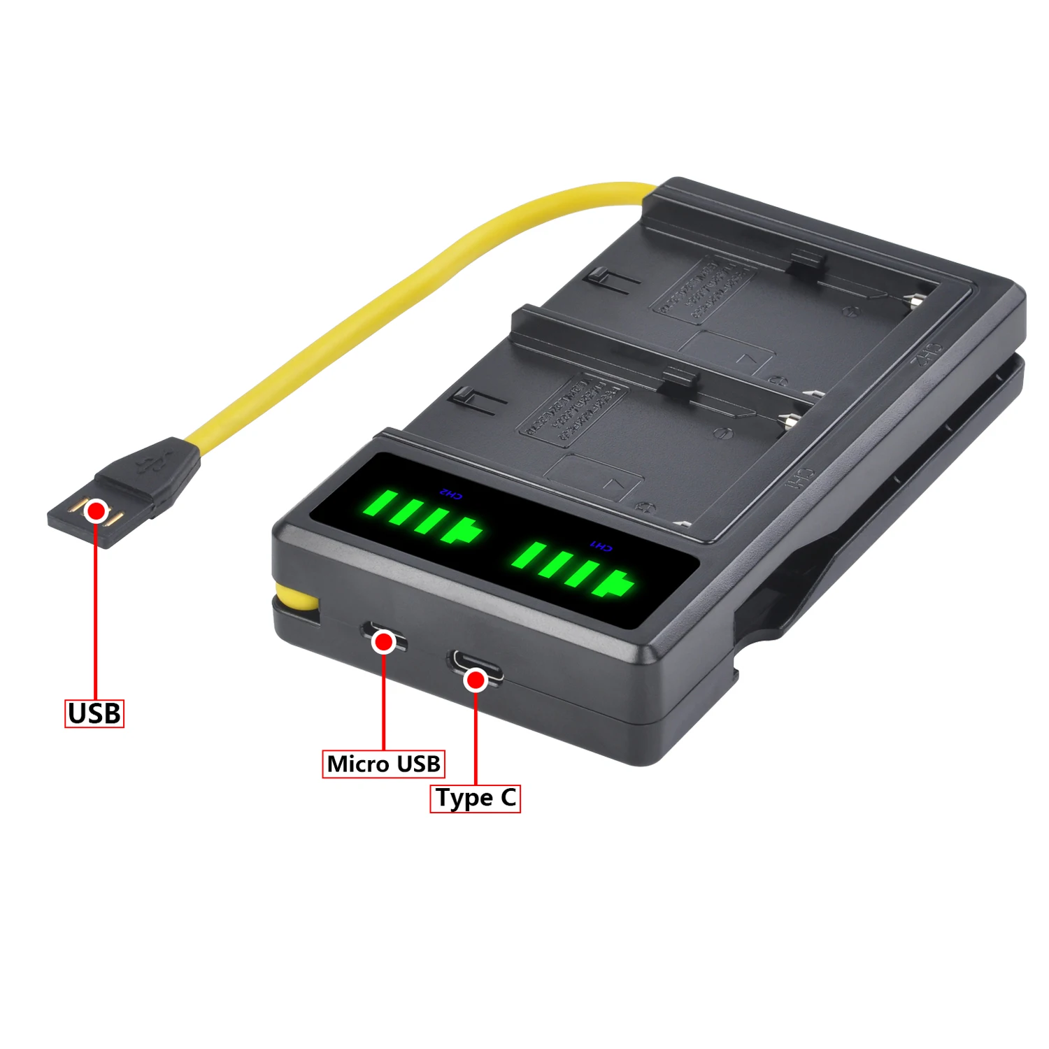 Batería y cargador Batmax NP-F550 para luz de vídeo Yongnuo Viltrox, YN300 II, YN300 III, YN600 Air T119S, luz de vídeo NP-F - imagen 4