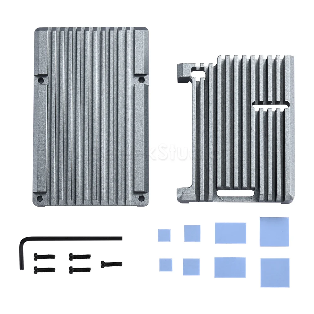 Carcasa de aleación de aluminio para Raspberry Pi 4B, disipador térmico de refrigeración pasiva, 2 piezas, cabezal de 20 pines, carcasa de Metal para RPI 4 Modelo B