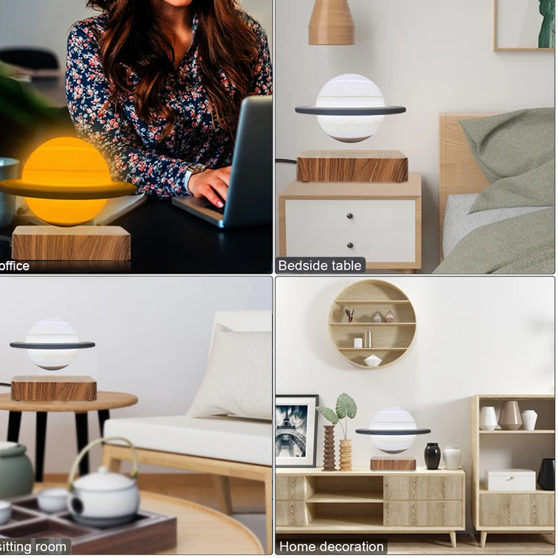 Lámpara de Saturno levitante magnética 3D, luz nocturna giratoria de 3 colores, lámpara flotante inalámbrica LED para habitación de bebé, regalos novedosos de Navidad - imagen 4