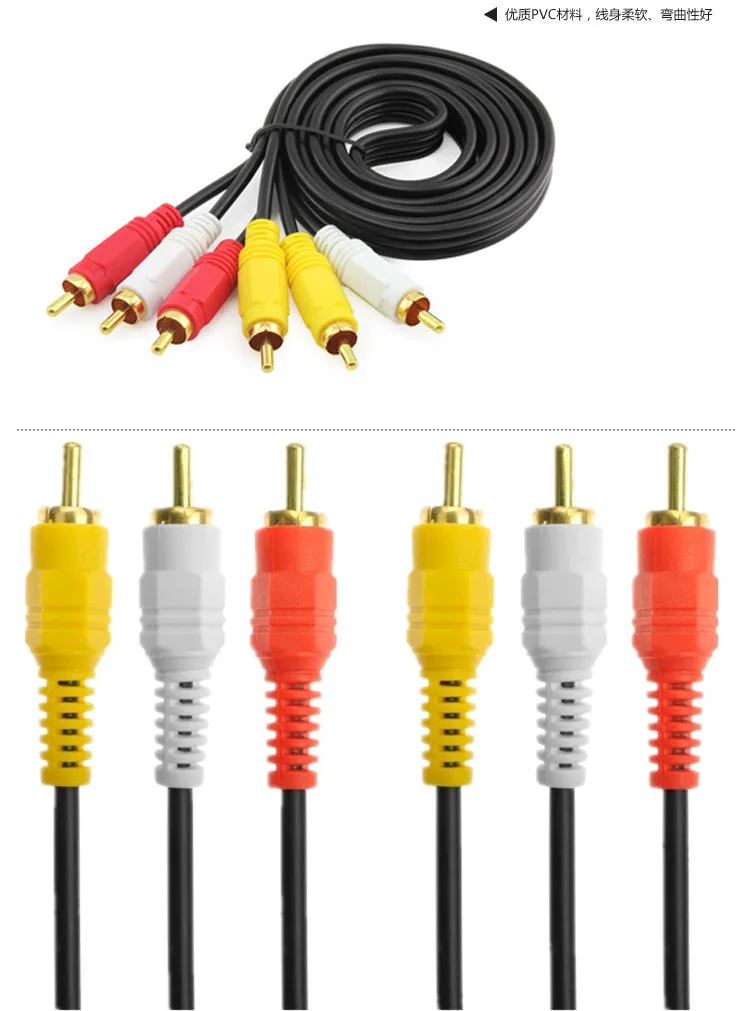 Triple HDTV 3RCA Stecker auf 3 RCA Compuestos Audio Vídeo AV Kabel Adaptador 1080P 1,5 M - imagen 4