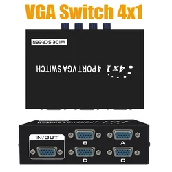 Conmutador VGA de 4 entradas a 1 salida, Full HD 1080p a 60 Hz
