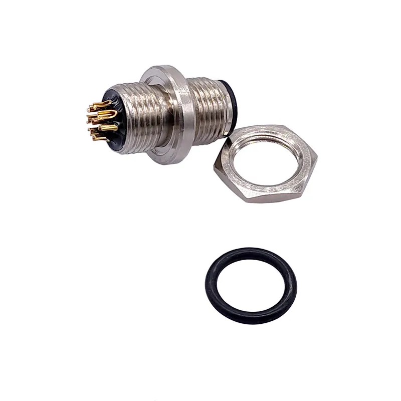 Conector de Sensor de enchufe de brida de montaje trasero de Panel M12, tornillo impermeable, acoplamiento roscado macho hembra 3 4 5 8 pines M1216 - imagen 2