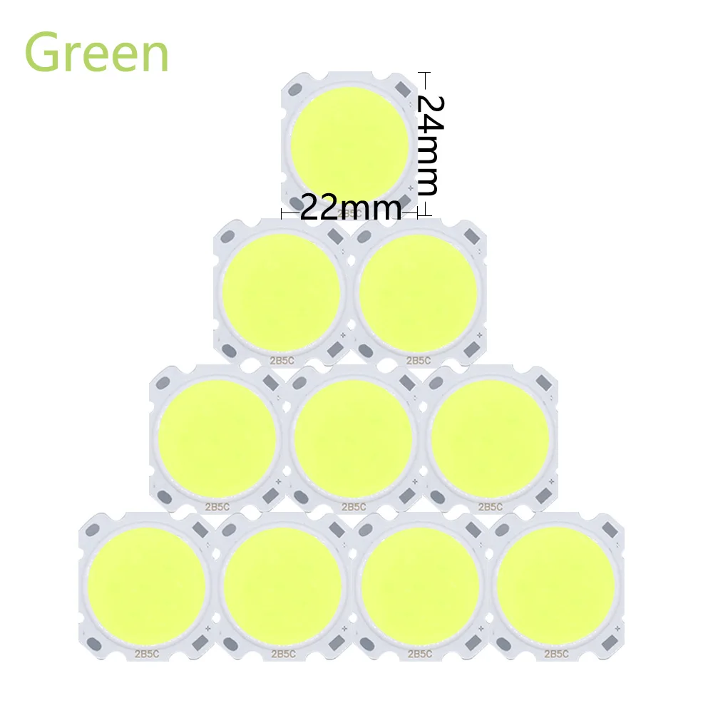 Chip de luz LED COB de 3W y 5W, accesorios de iluminación para lámpara, verde, azul, rojo, amarillo, 28MM, lote de 10 unidades - imagen 3