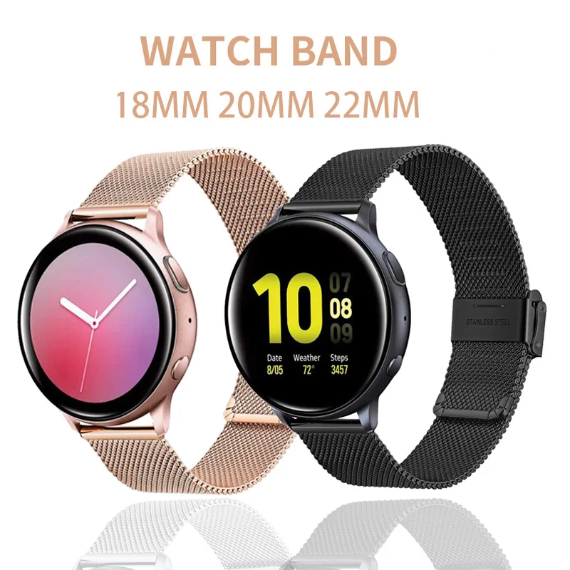 Para Samsung Galaxy Watch Active 2 44mm 40mm Correa milanesa pulsera de 20mm para Galaxy 3 41mm/reloj 42mm/Gear S2 Correas deportivas