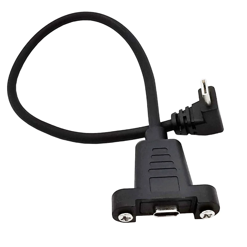 Cable de datos de extensión Usb 0,3 tipo C macho a hembra, cable de extensión de ángulo recto de 90 grados con agujero de tornillo de panel, 3,1 Mbps, 480m - imagen 3