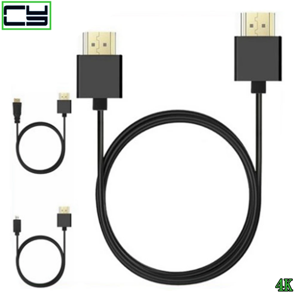 Cables finos súper suaves compatibles con Micro HDMI macho a HD OD 3,0mm y Cable Mini HD macho 2k * 4k hd @ 60hz portátil ligero - imagen 2