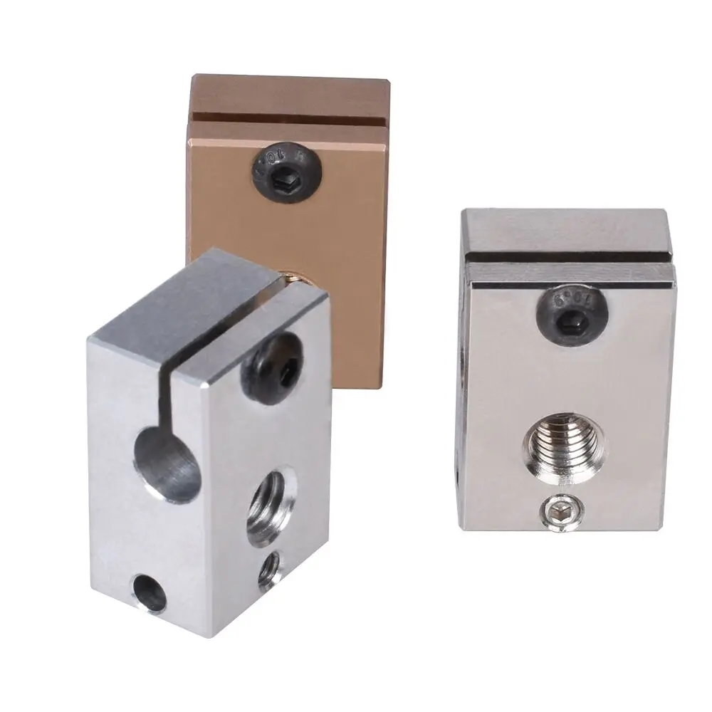 Bloque calefactor V6 de alta calidad, piezas de impresora 3D PT100, latón de cobre chapado, bloque de calor para extrusora E3D V6 Hotend DDB Titan - imagen 3