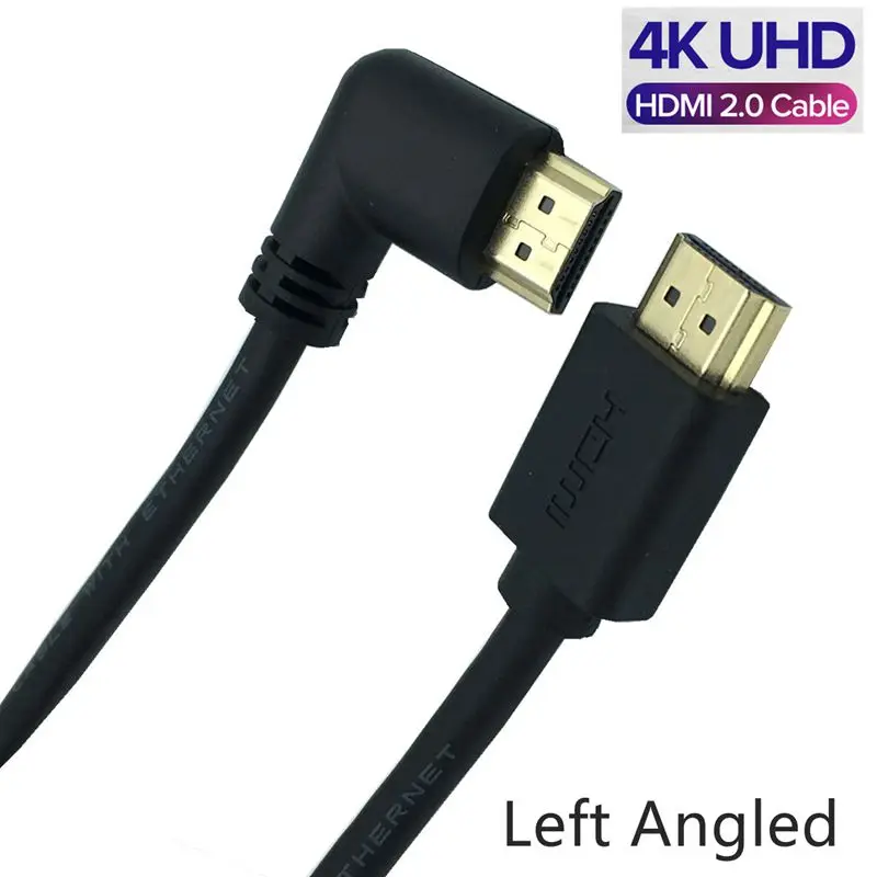 Cable 4K compatible con HDMI 2,0, Cable HDTV de ángulo de 90/270 grados, 15CM, 0,6 M, 1,8 M, 1080P, 3D para TV, PC, proyector, PS3, 4, ordenador Ultra 3D - imagen 3