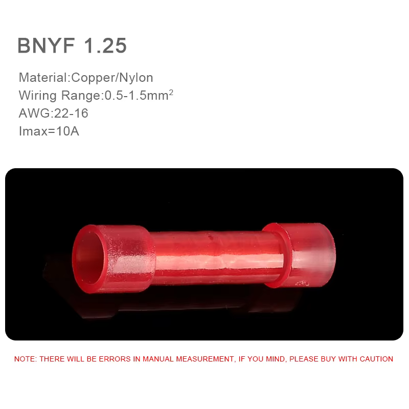 50 Uds. Conector de Cable recto aislado de nailon BNYF Terminal de Cable eléctrico a tope Kit de terminales de cableado de Conductor de cobre - imagen 4