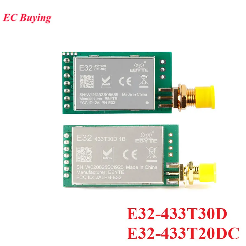 E32-433T20DC E32-433T30D SX1278 LoRa Módulo inalámbrico RF 433MHZ UART 100mW Puerto serie TX RX Módulo SMA-K interfaz de antena