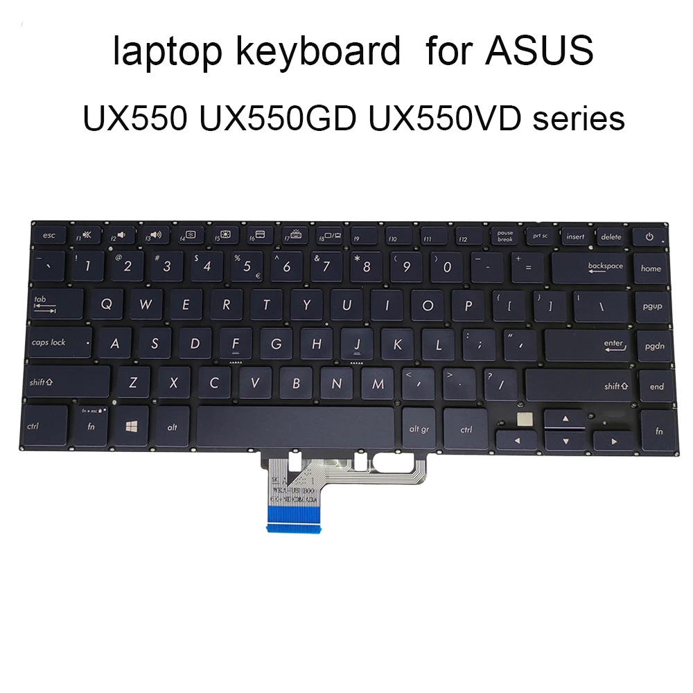 Teclado de retroiluminación para ASUS ZENBOOK PRO, interfaz de usuario US, inglés, árabe, UX580G, UX580GD, UX580GE, UX580VE, UX580VD, azul, 0KNB0-4628UI00, oferta - imagen 2