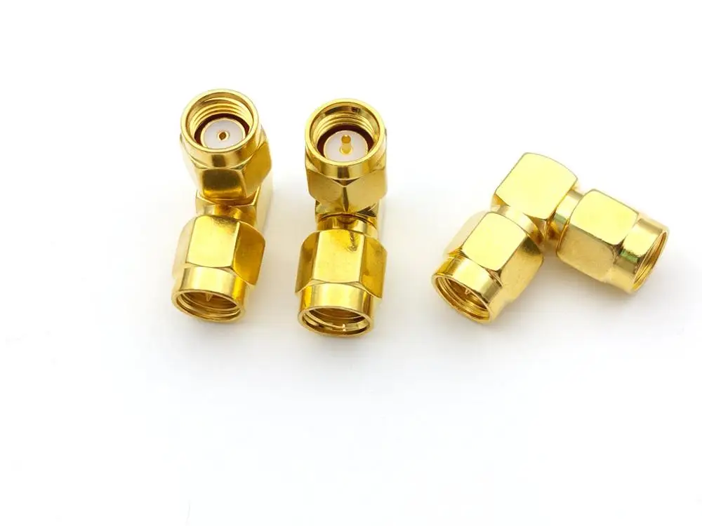 50 Uds./100 Uds., conector en Serie de Oro SMA macho RP SMA macho, ángulo recto