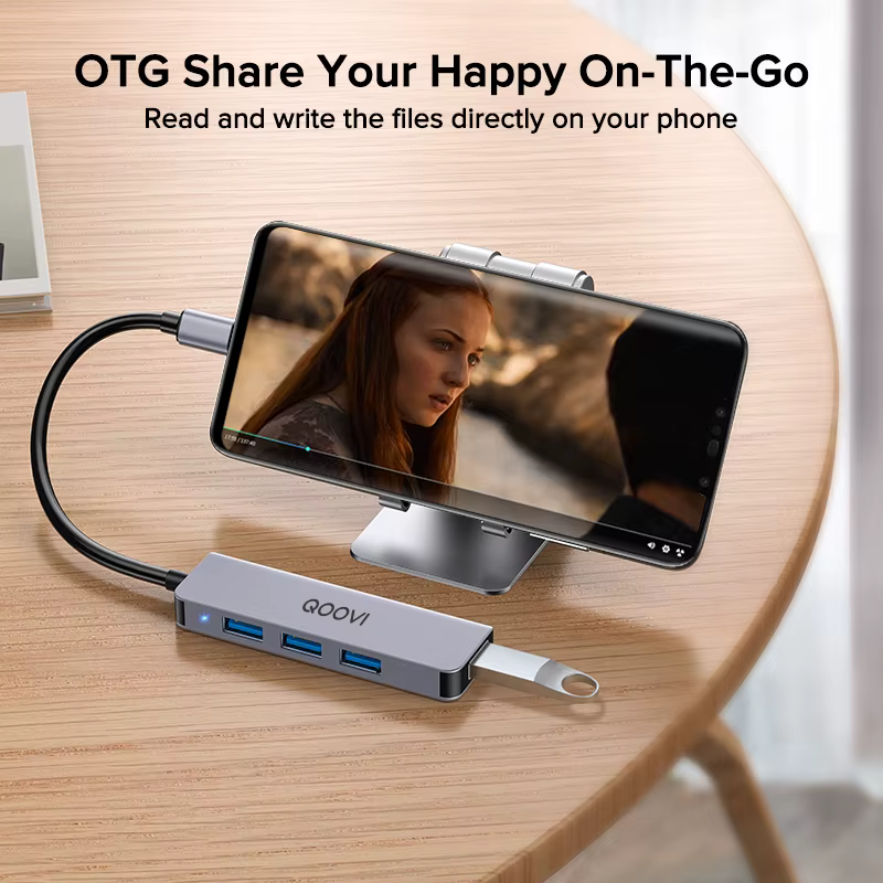 QOOVI Hub USB-C 4 en 1 – Adaptador MacBook iPad Huawei