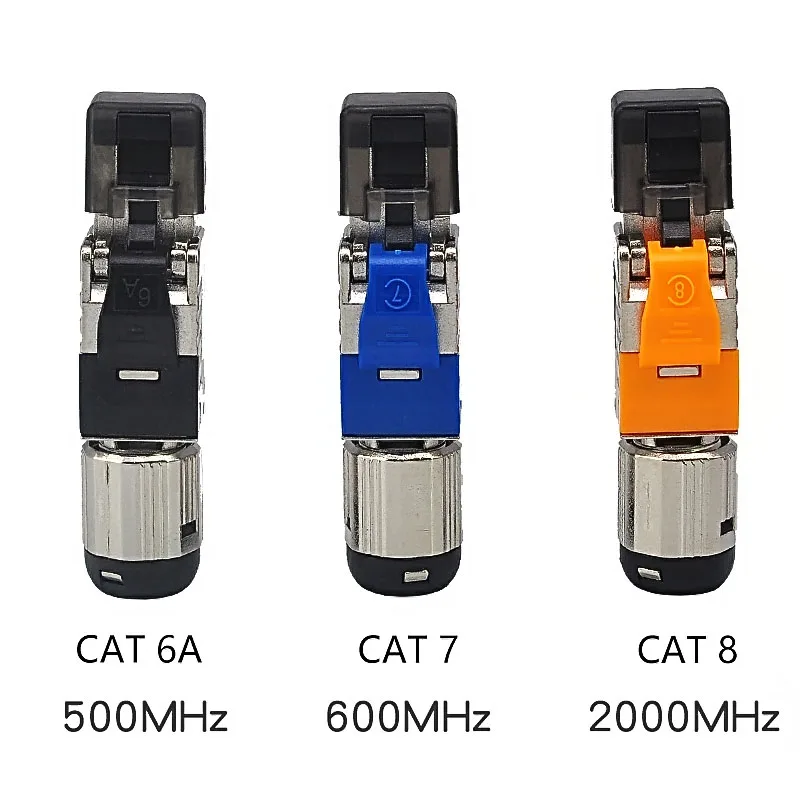 Cat 6A Cat 7 Cat 8 conectores RJ45, herramienta libre de fácil blindaje, conector de terminación de campo fundido a presión de Metal RJ45, Cat 7 Cat 8 22-24AWG - imagen 4