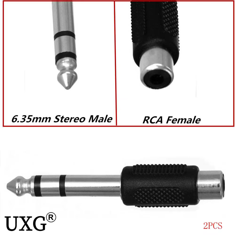 Adaptador Jack 6,35mm TRS Estéreo a RCA Hembra