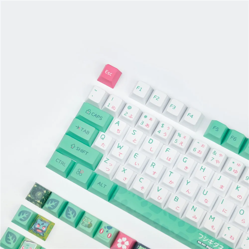 Juego de teclas de dibujos animados de Anime con temática Frog, teclas PBT para teclado MX Switch, perfil Cherry, 5 lados, teñido, subcama, 1.75U, 2U, 1 Juego - imagen 3
