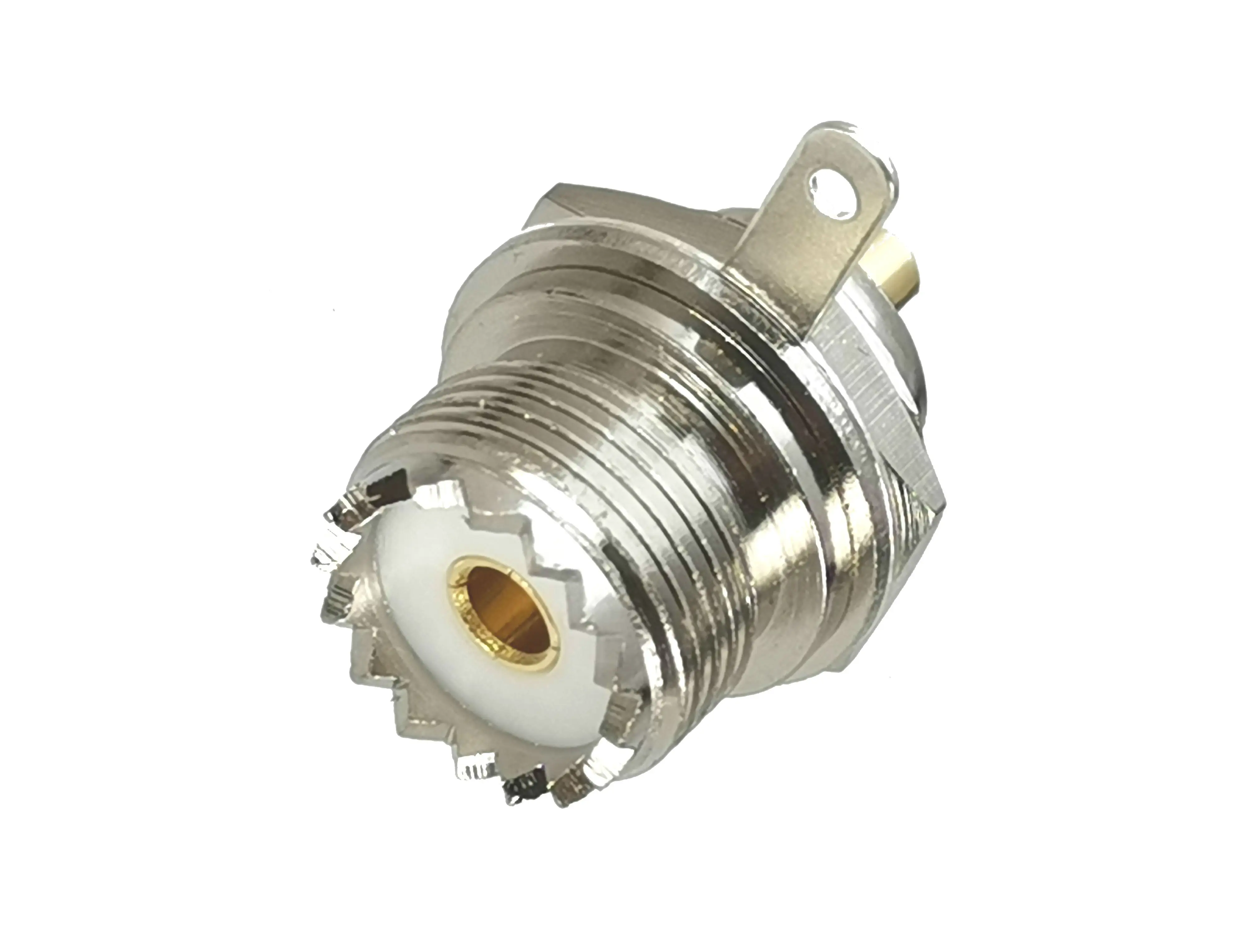 1 Uds conector UHF SO239 conector hembra tuerca de cabeza de toro soldadura para montaje en Panel adaptador Coaxial RF - imagen 2