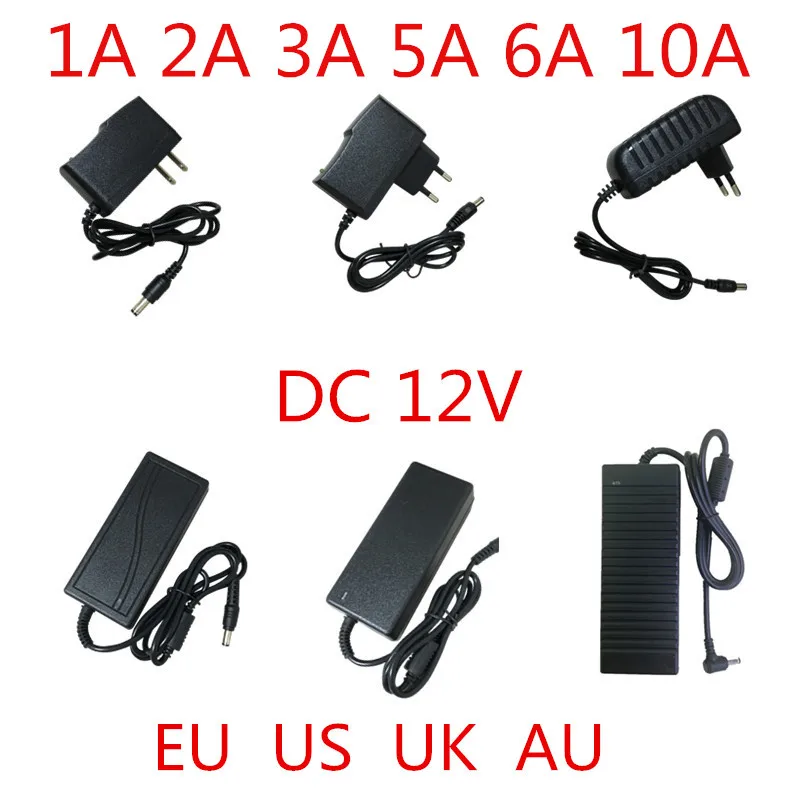 Adaptador de fuente de alimentación AC 100V-240V DC 12 V 1A 2A 3A 5A 6A 10A, transformador de iluminación de 12 V, convertidor para tira de luz LED CCTV