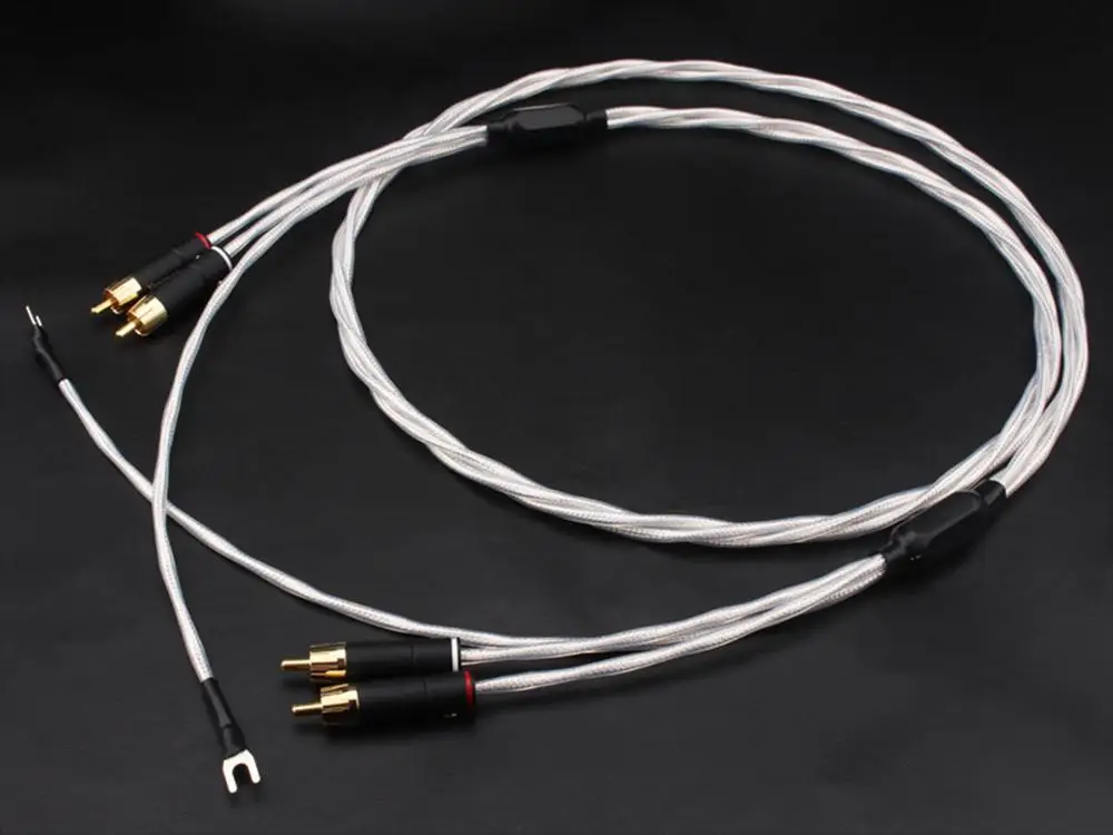 Cable de Audio de alta calidad 7N OFC 2RCA macho a macho, vinilo blindado plateado, LP - imagen 3