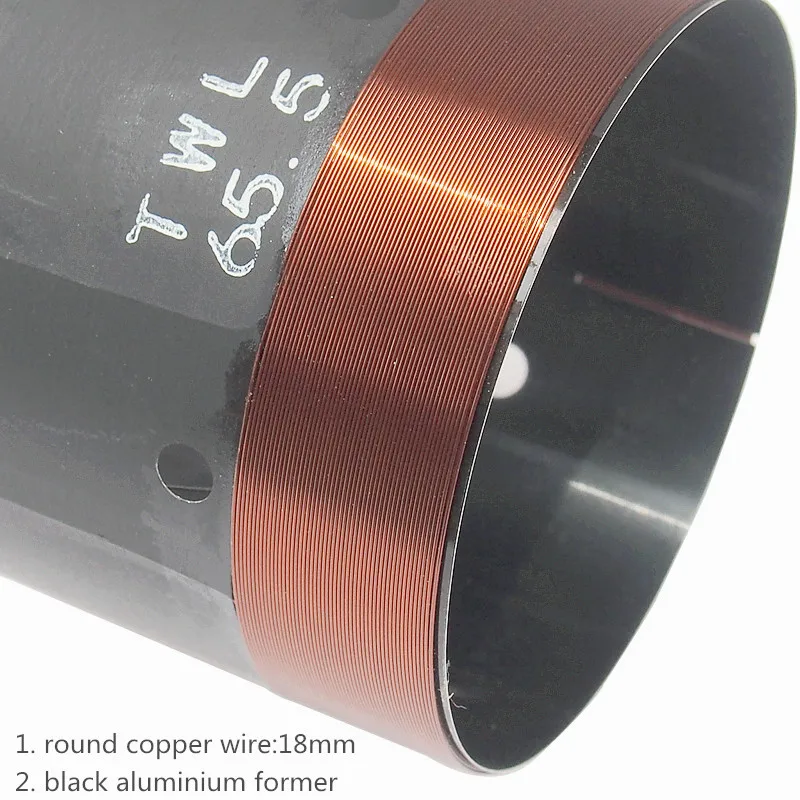 Bobina de voz de altavoz Woofer de 64/64,5/65,5mm para sistema HiFi de cine en casa reparación de bajos de coche con cable de cobre redondo aluminio negro - imagen 2